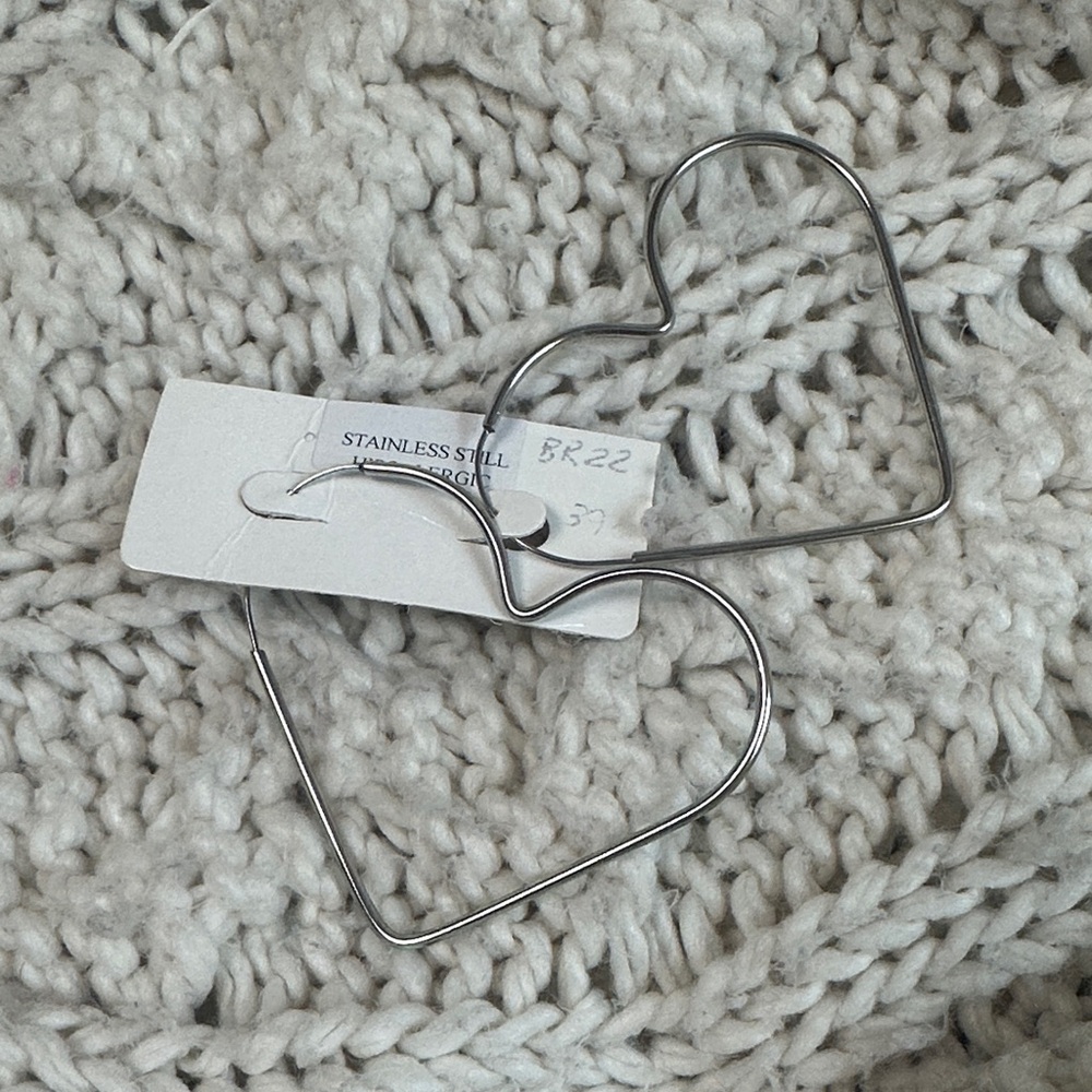 Silver Heart-Shaped Earrings